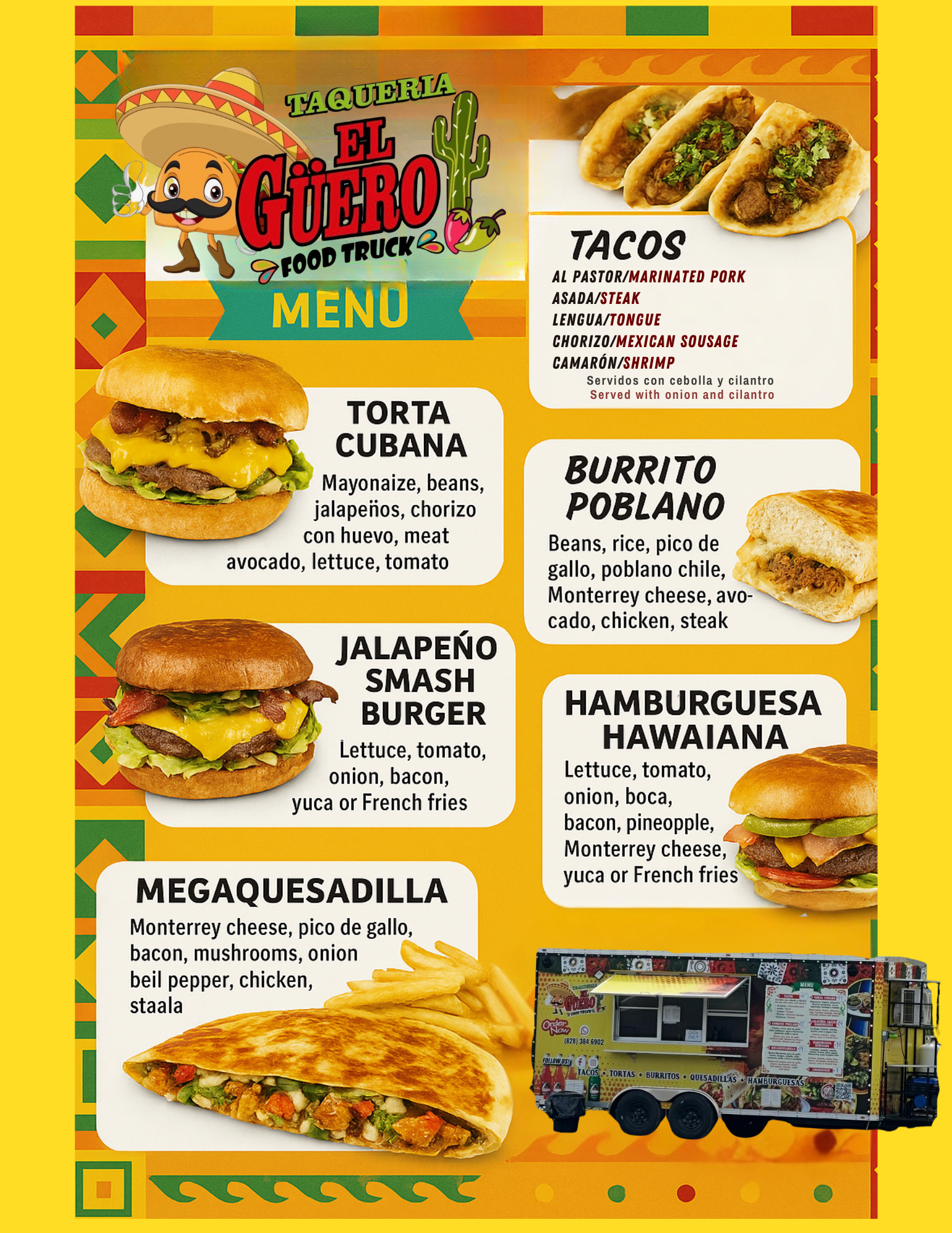 Menú Taquería El Güero